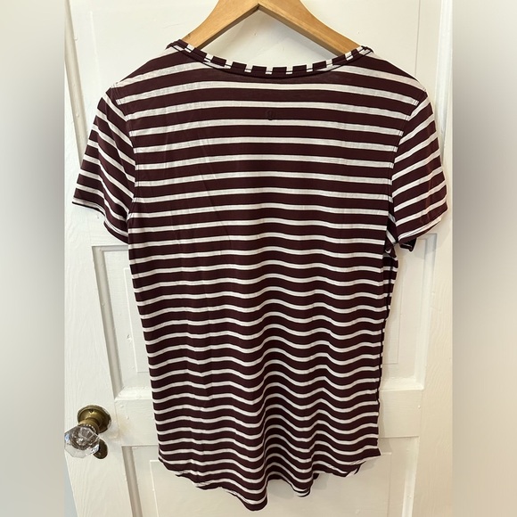 lululemon athletica Striped Short Sleeve Tee - Maroon and White - Picture 3 of 5